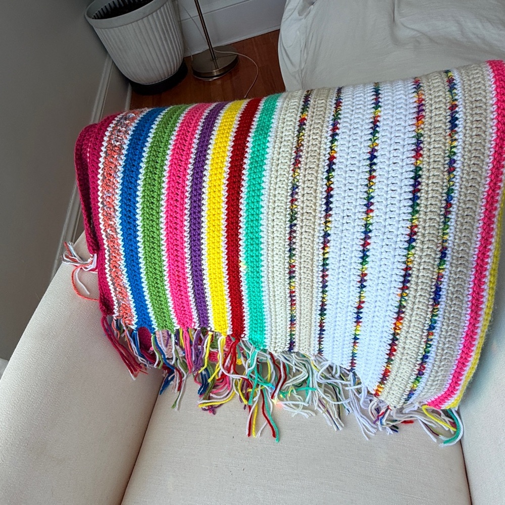 Colorful Striped Crochet Blanket